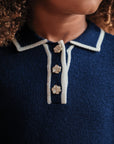 Tartine et Chocolat Navy Knit Pleated Dress