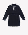 Tartine et Chocolat Navy Knit Pleated Dress