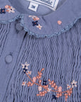 Blue Corduroy Embroidered Dress
