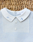 Heather Blue Wool Cashmere Collared Romper