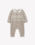 Wool/ Cashmere Tan Entarsia Romper