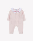 Pink Embroidered Collar Romper