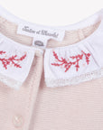 Pink Embroidered Collar Romper