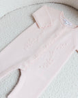 Pink Wool Cashmere Embroidered Romper
