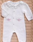 Tartine et Chocolat Cotton Knit Embroidered Romper