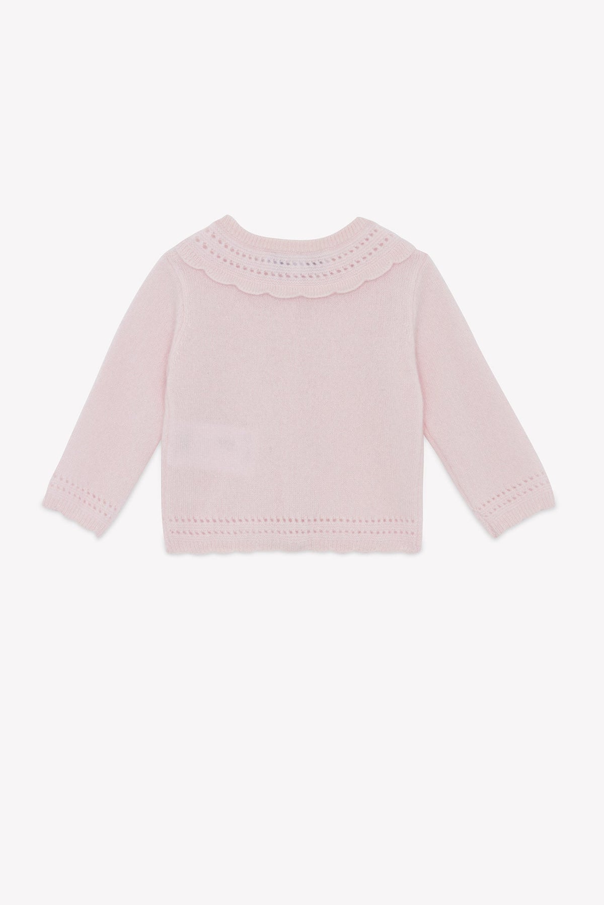 Tartine et Chocolat Pink Scallop Cashmere Cardigan