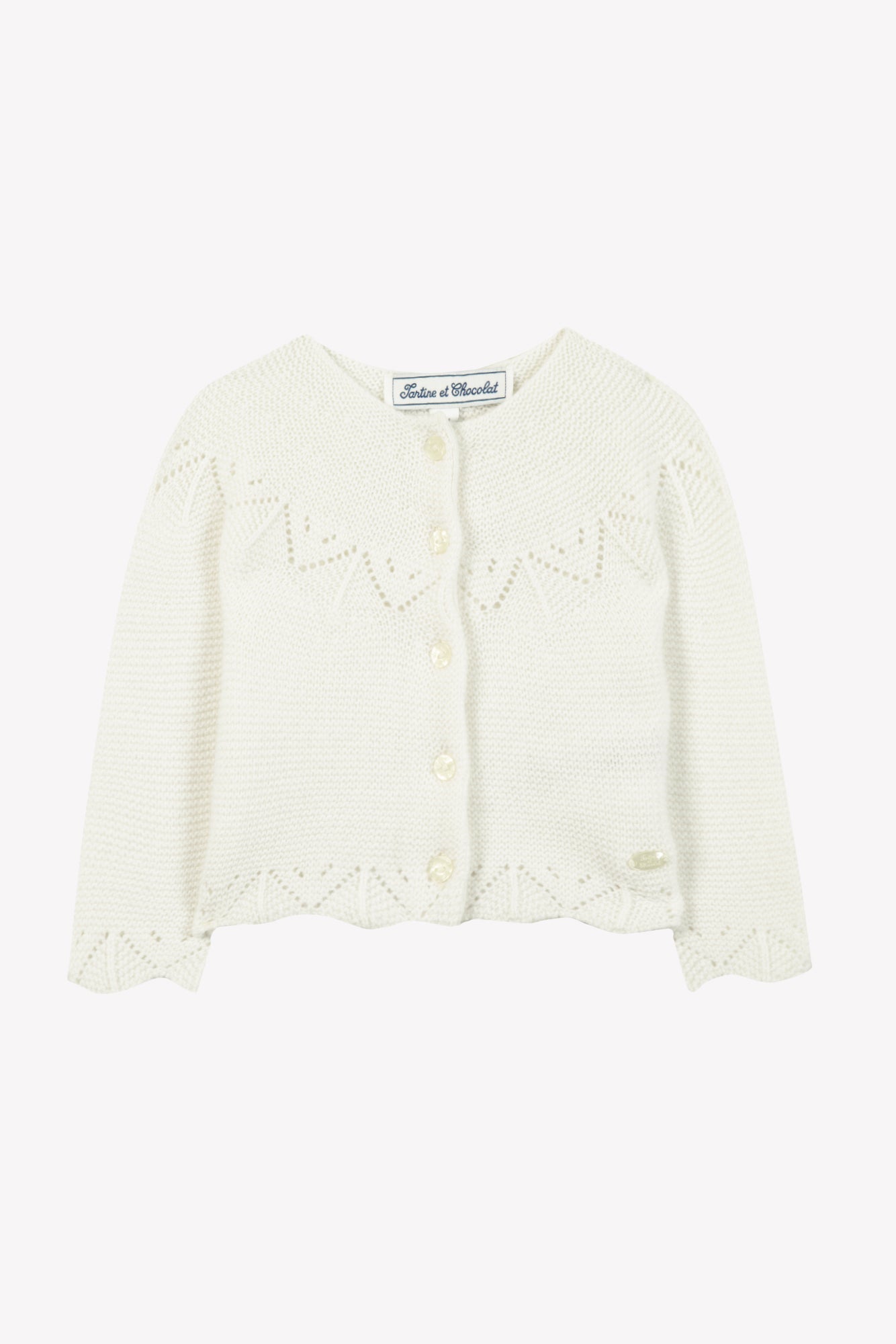 Ivory Pointelle Wool Cashmere Sweater