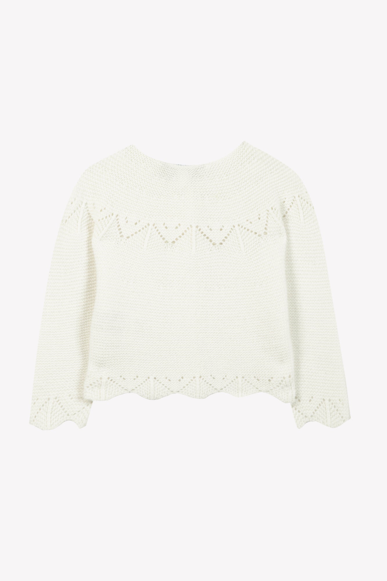 Ivory Pointelle Wool Cashmere Sweater