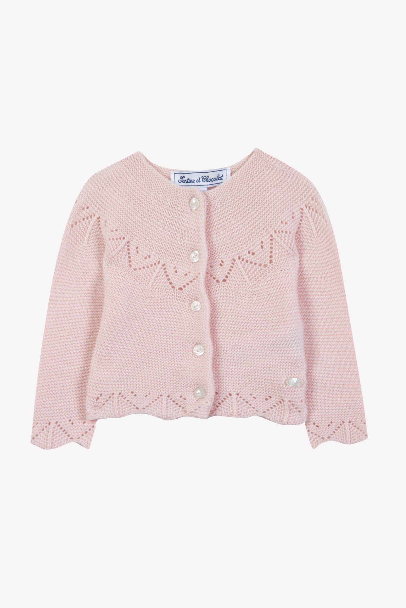 Pink Pointelle Wool Cashmere Sweater