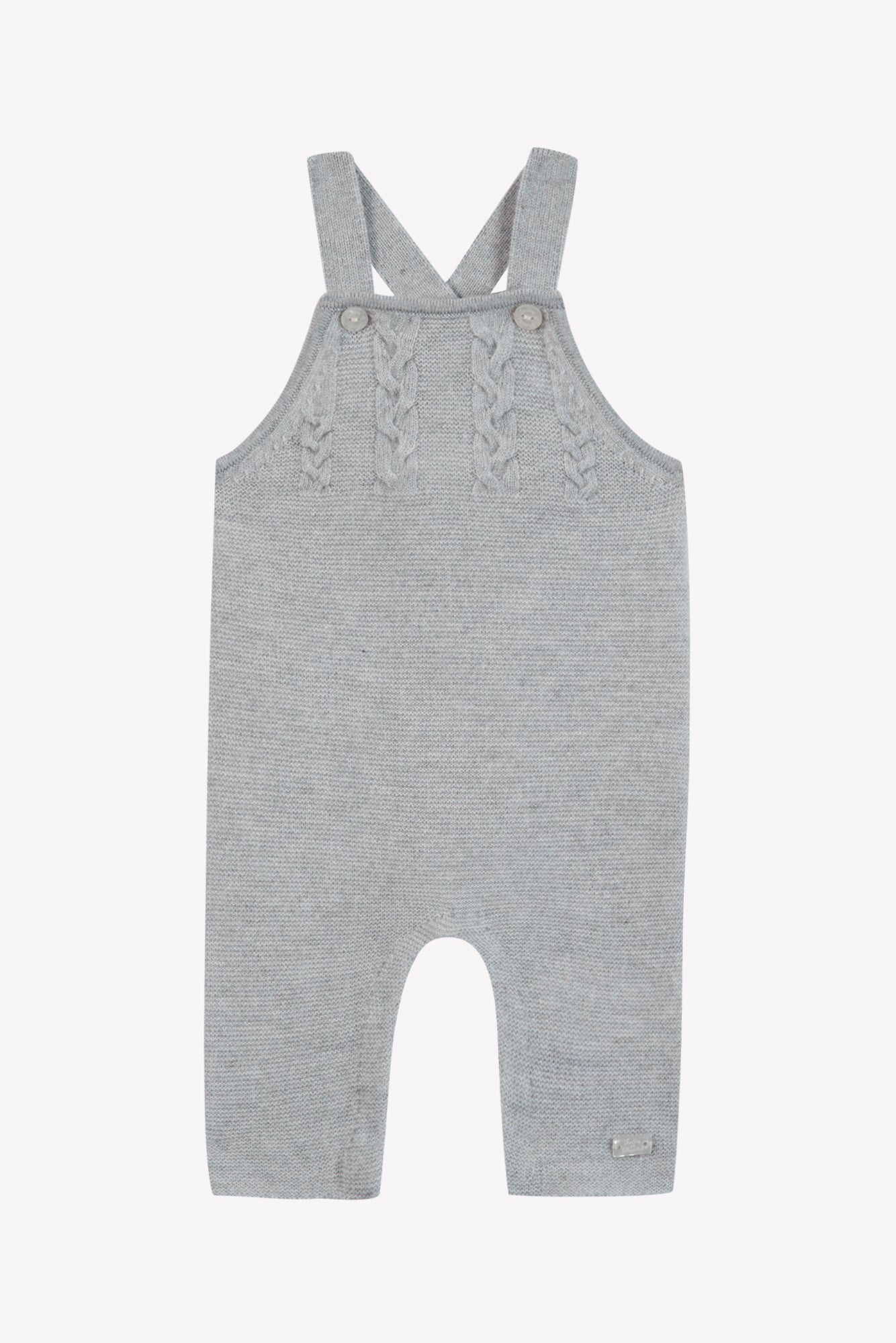 Grey Wool Cashmere Cableknit Overalls