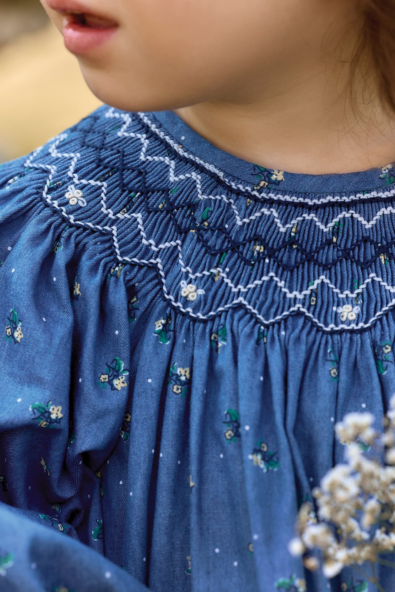 Tartine et Chocolat Smocked Chambray Dress