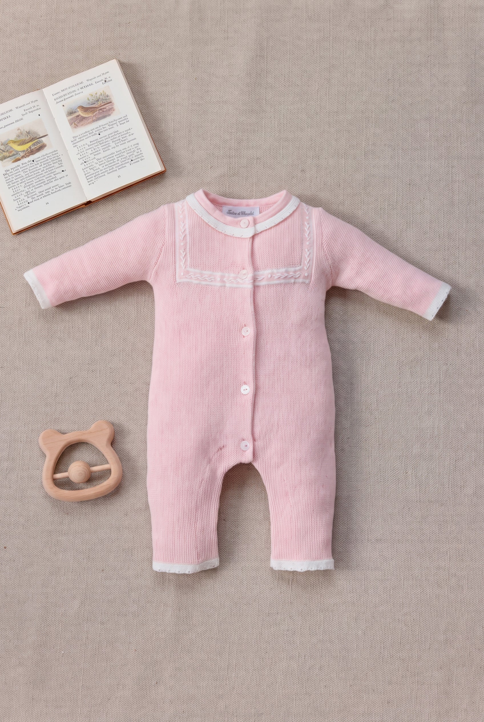 Cotton Cashmere Pink Knit Romper