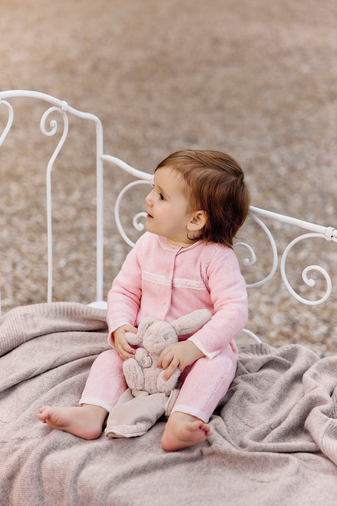 Cotton Cashmere Pink Knit Romper