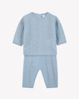 Blue Wool Cashmere Cableknit Set