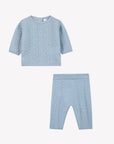 Blue Wool Cashmere Cableknit Set
