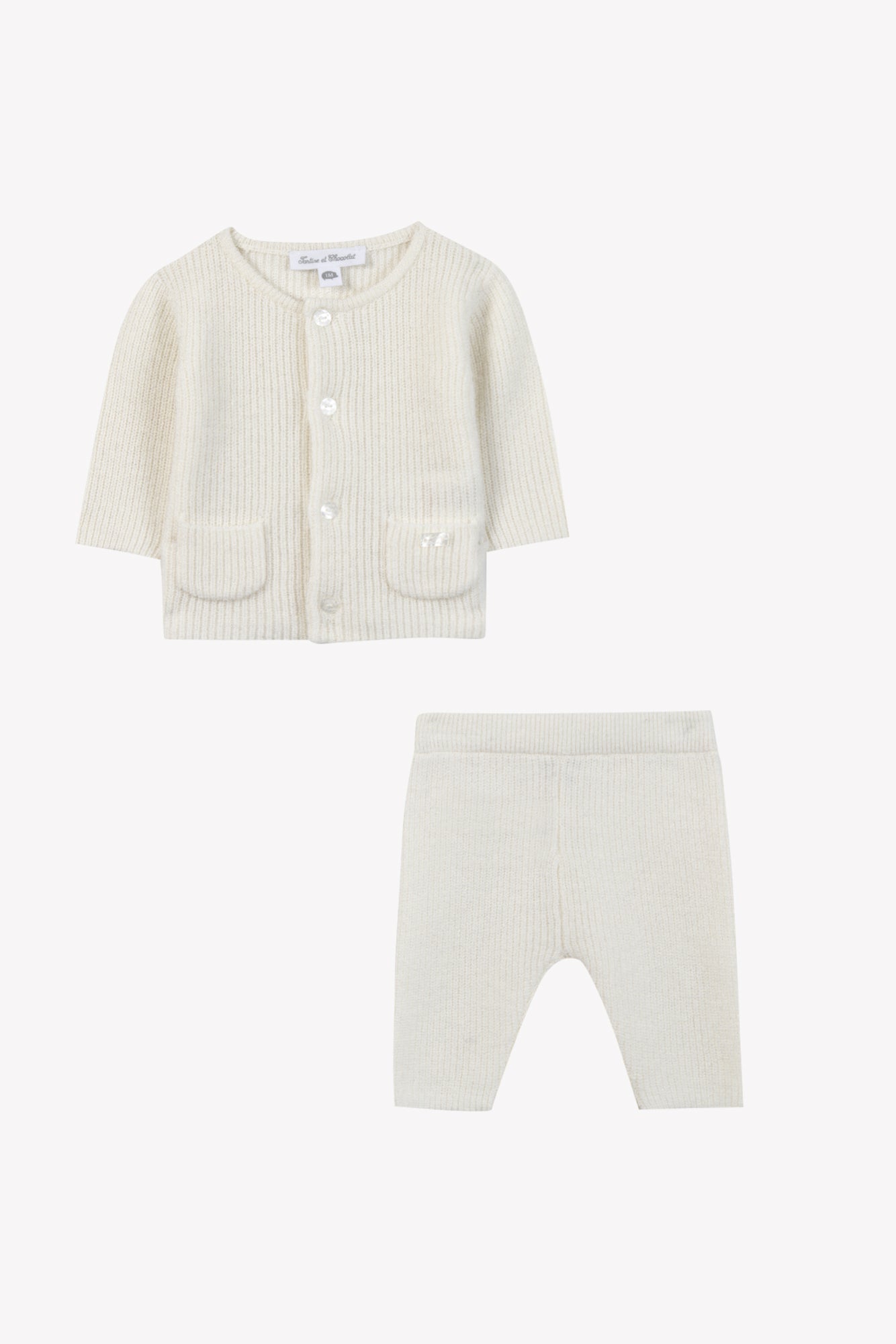 Wool Cashmere Ivory Ribbed Baby Set