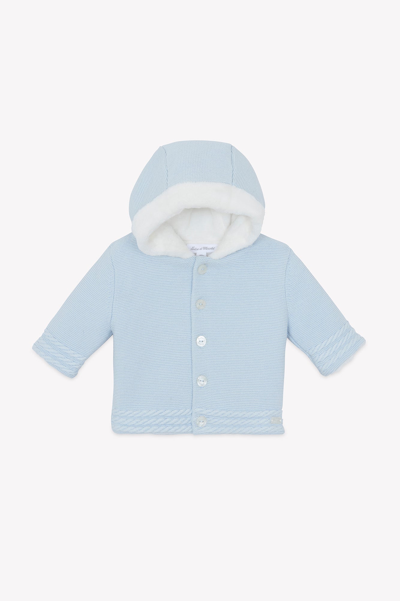 Light Blue Cotton Cashmere Baby Jacket