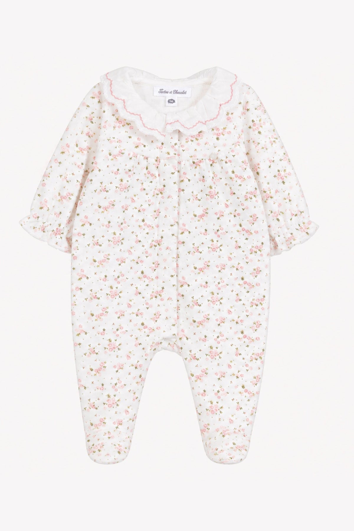 Tartine et Chocolat Velour Floral Romper