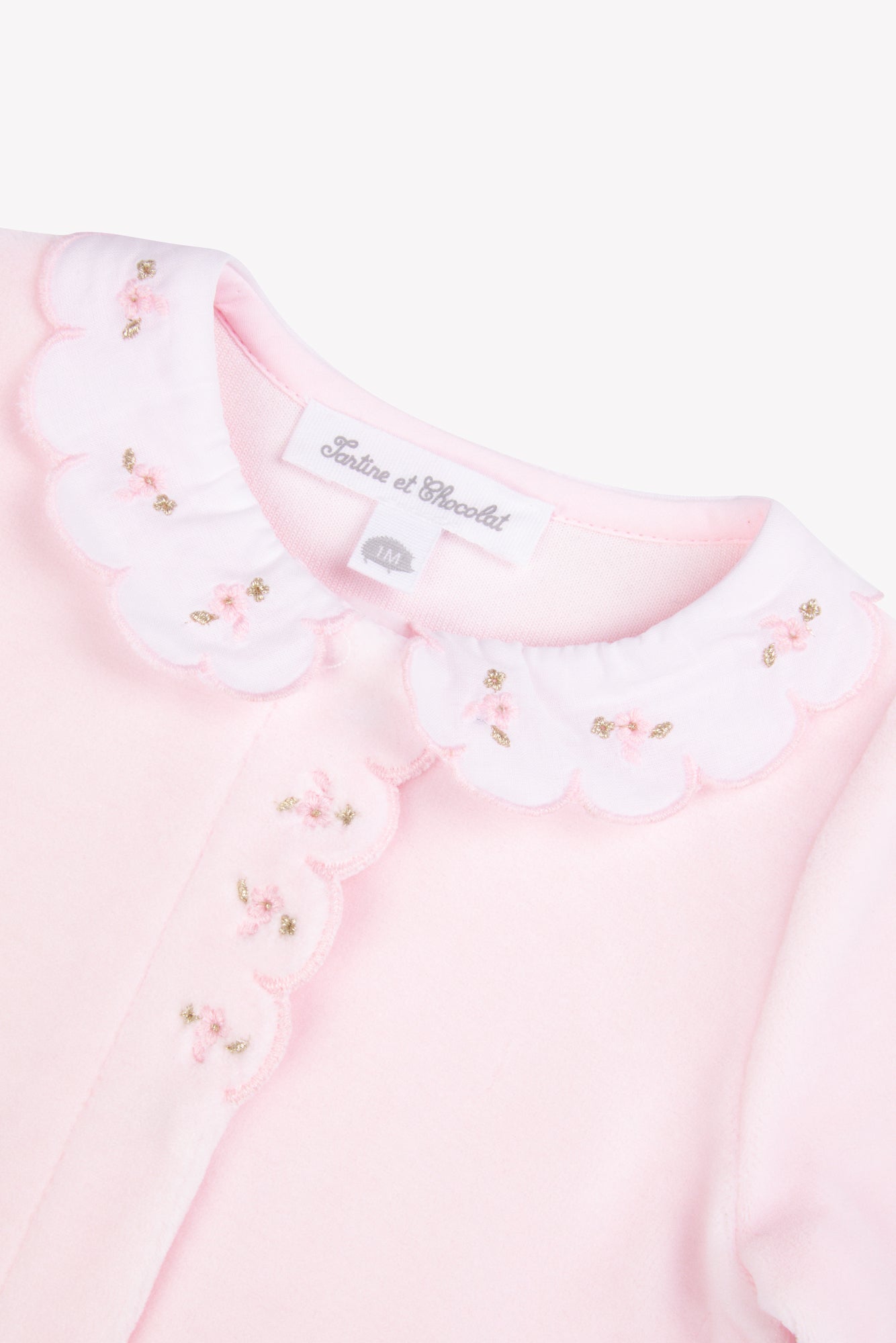 Tartine et Chocolat Velour Scallop Collar Footie