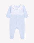 Tartine et Chocolat Blue Cotton Dot Embroidered Footie
