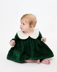 Delphina Baby Dress- Green Corduroy