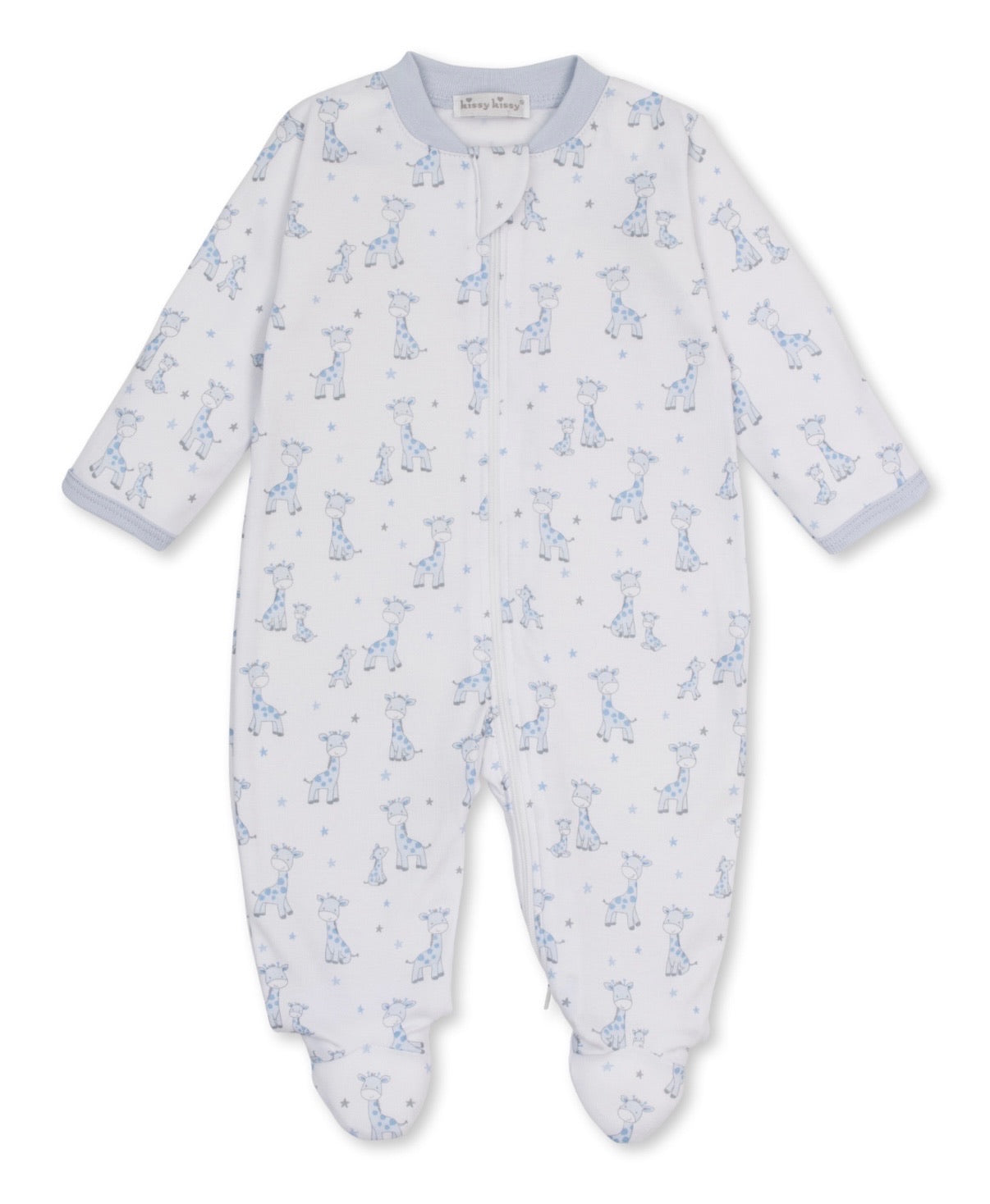 Kissy Kissy Blue Just Giraffes Zip Footie