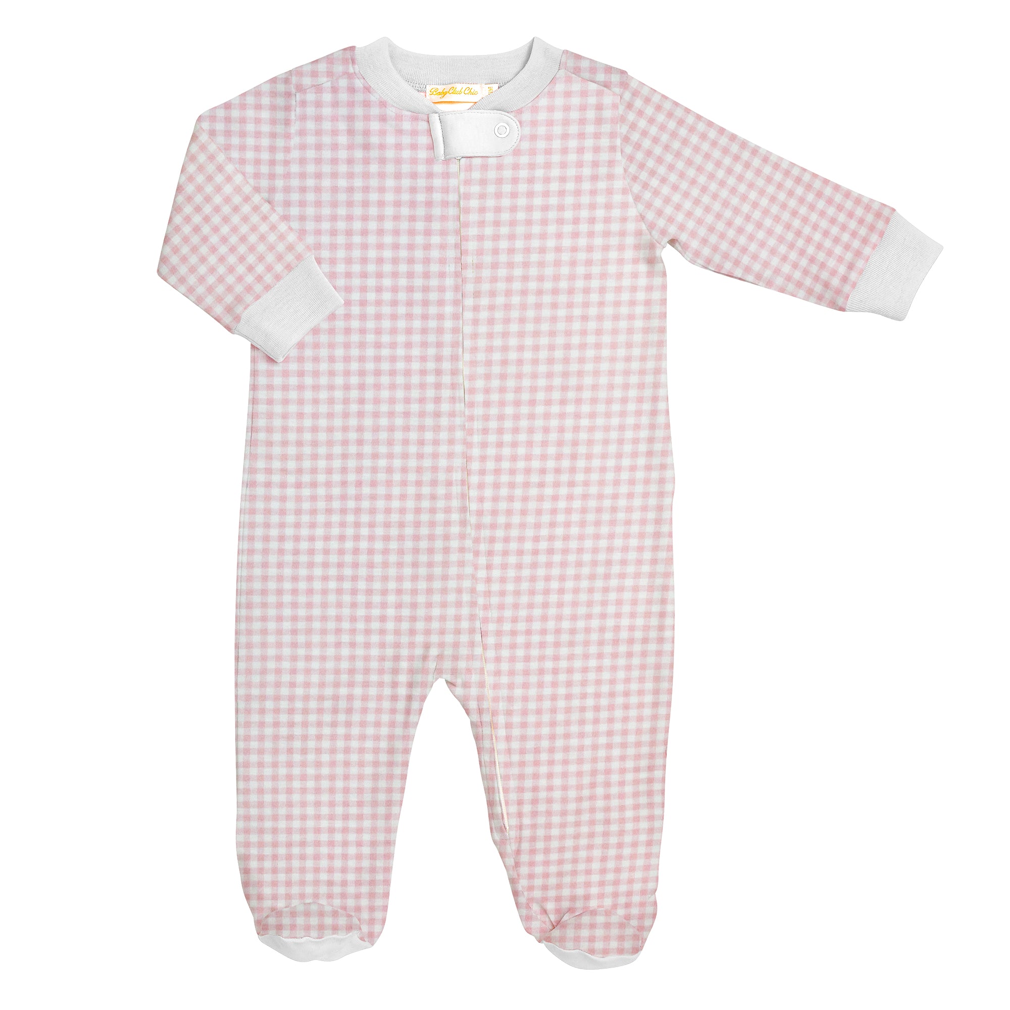 Pink Mini Check Zipper Footie