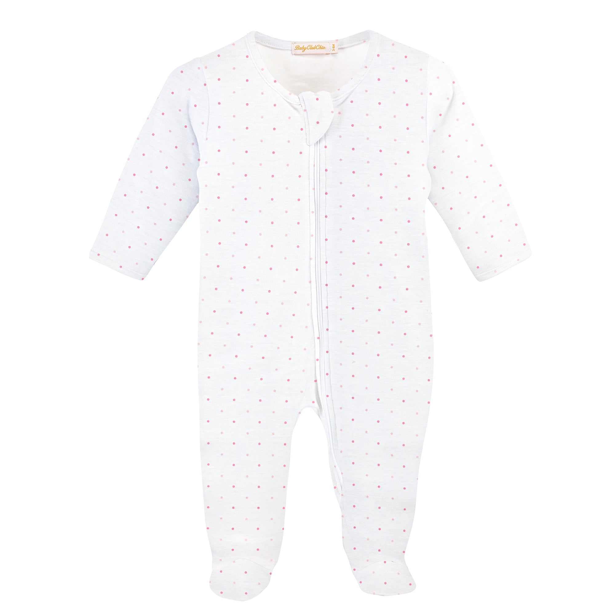 Pink Dots Zipper Footie