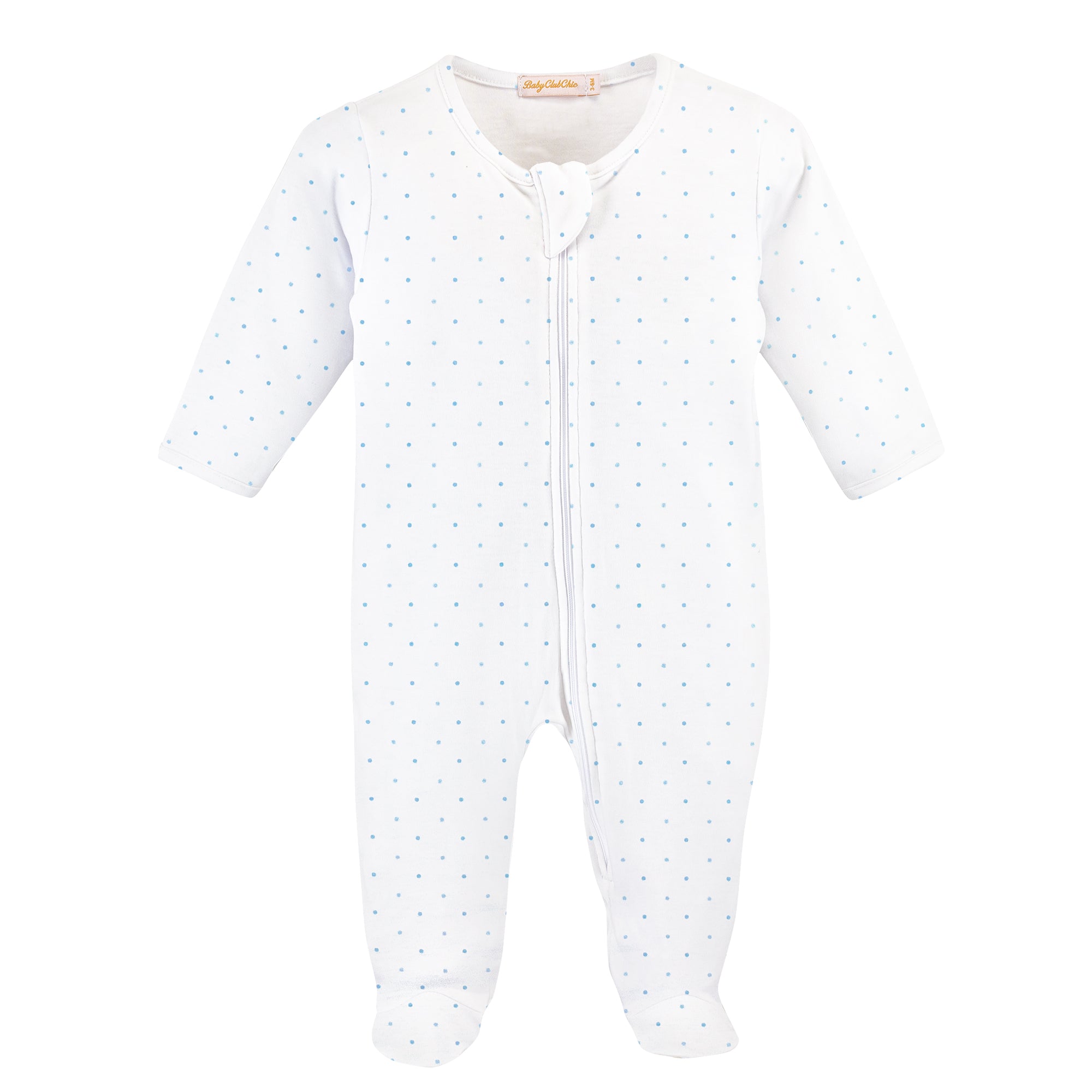 Blue Dots Zipper Footie