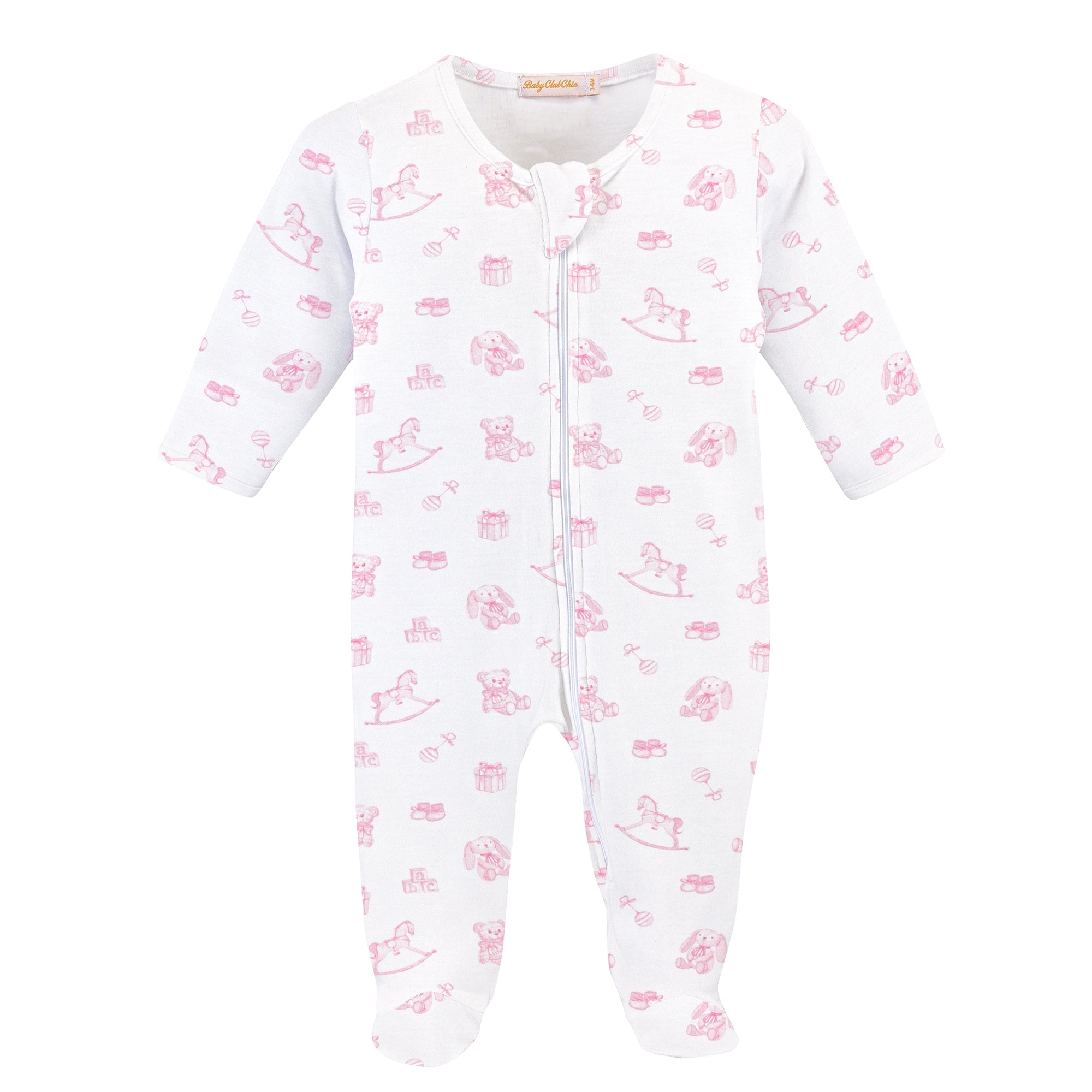 Pink Tiny Baby Toys Zipper Footie