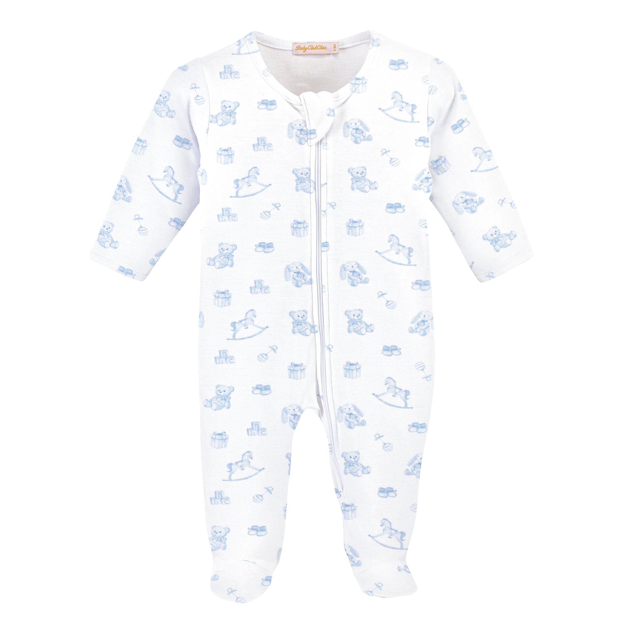 Blue Tiny Baby Toys Zipper Footie