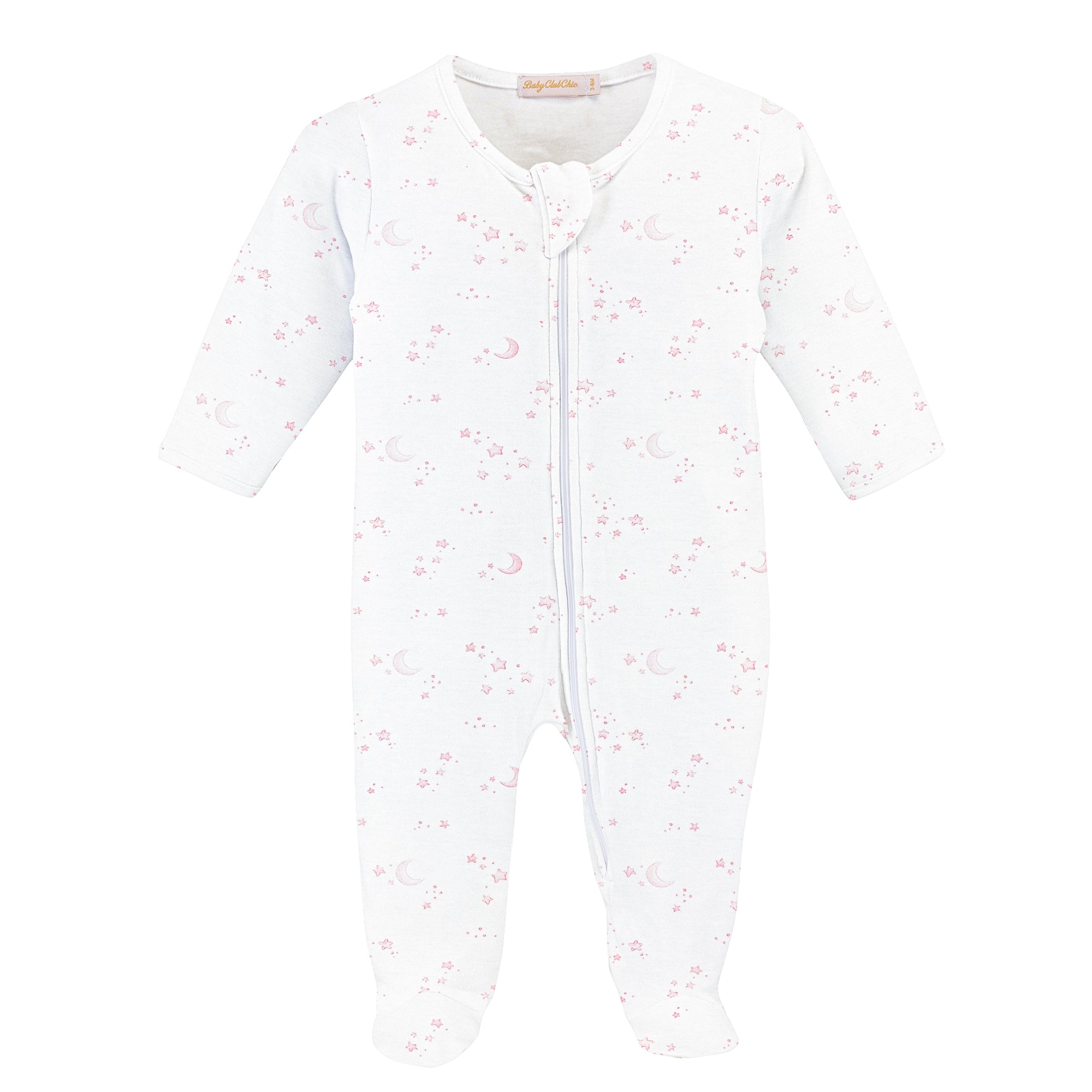 Pink Whisper of Stars Zipper Footie