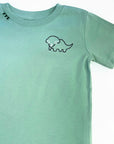 Triceratops Embroidered Sage T-shirt