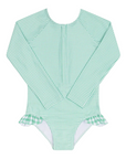 Gustavia Gingham Zip Front Rashguard One Piece