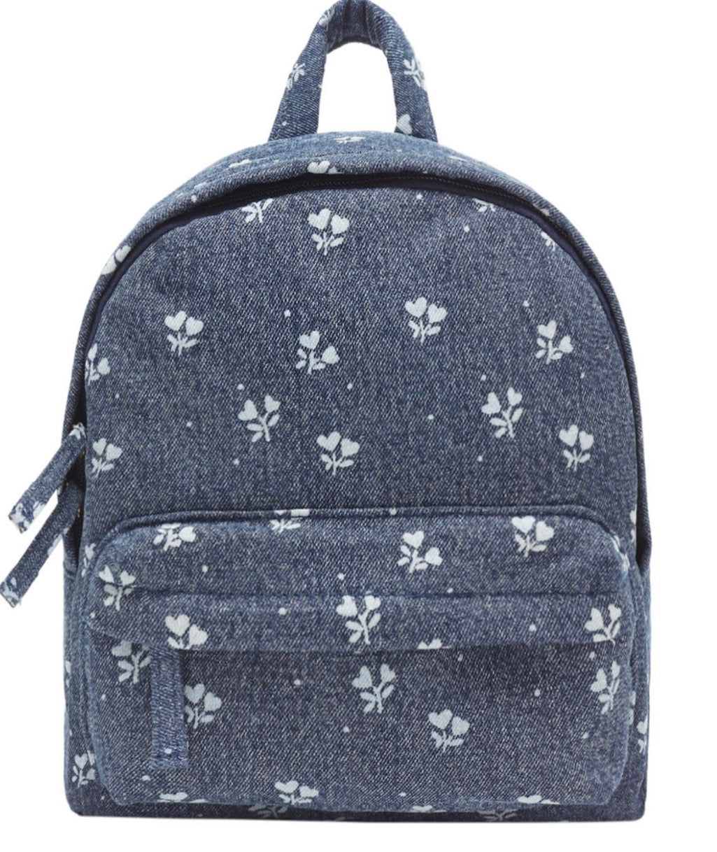 Ditsy Heart Denim Backpack