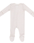 Oxford Tan Stripe Ribbed 2 Way Zipper Footie