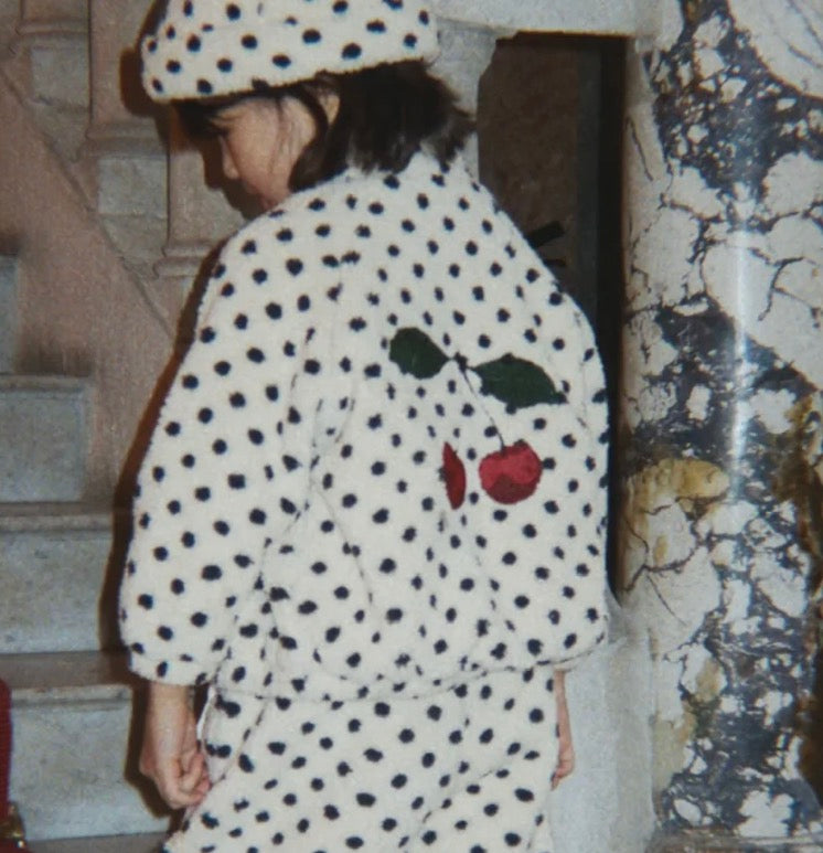 Cherry Embroidery Fleece Jacket