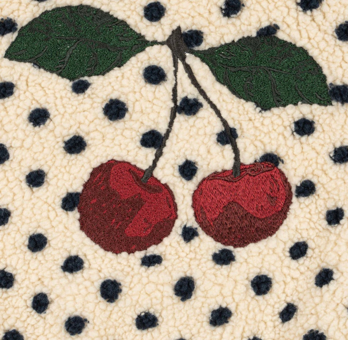 Cherry Embroidery Fleece Jacket