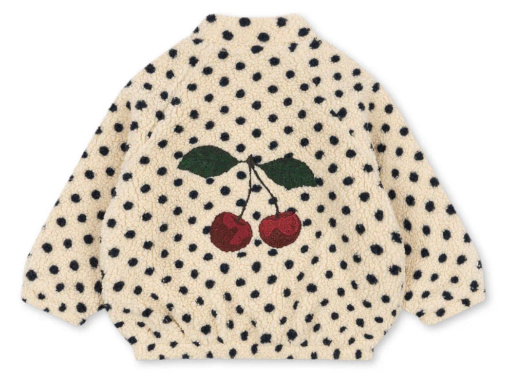 Cherry Embroidery Fleece Jacket