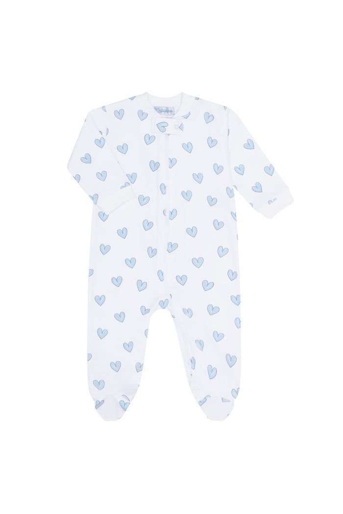 Blue Heart Zipper Footie