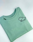 Triceratops Embroidered Sage T-shirt