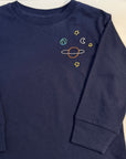 Space Embroidered Navy Long Sleeve Shirt