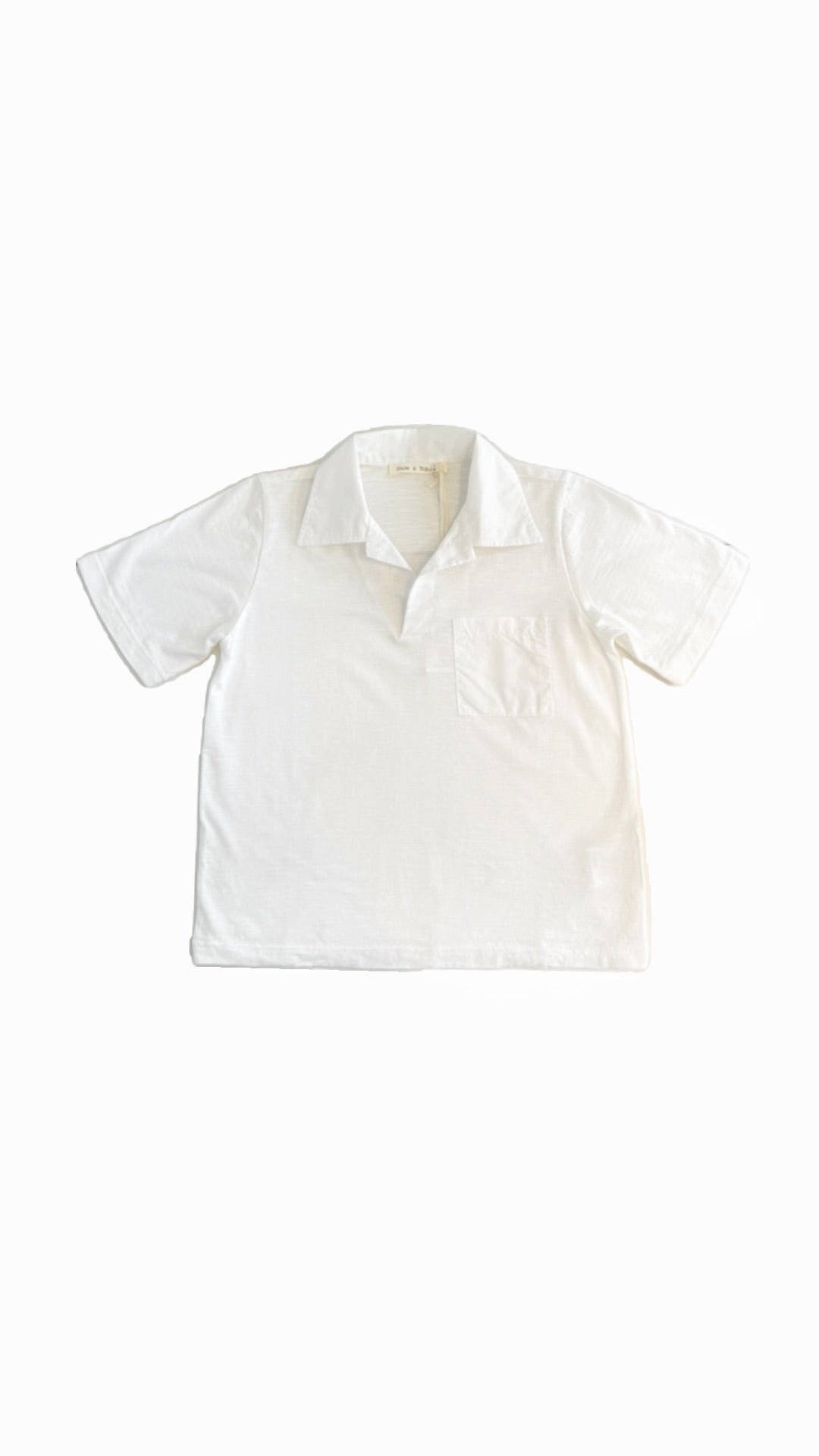 White Polo with Poplin Collar &amp; Pocket