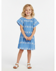 Blue Empbroidered Capucine Girl's Caftan