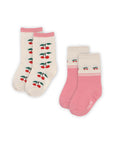 2 Pack Cherry Jacquard Socks