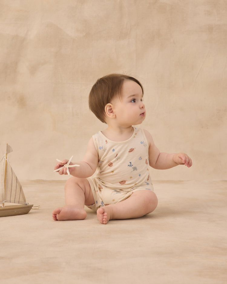 Sleeveless Aquatic Romper