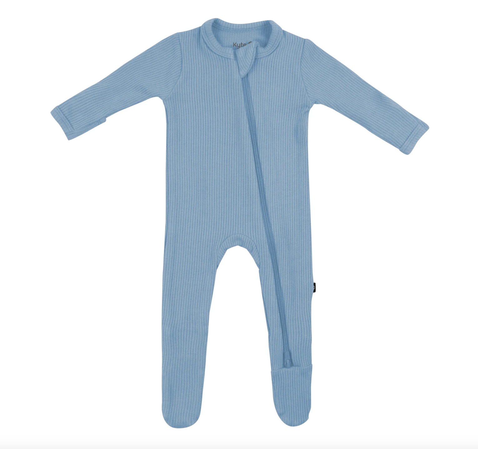 Kyte Ribbed Slate Zipper Footie