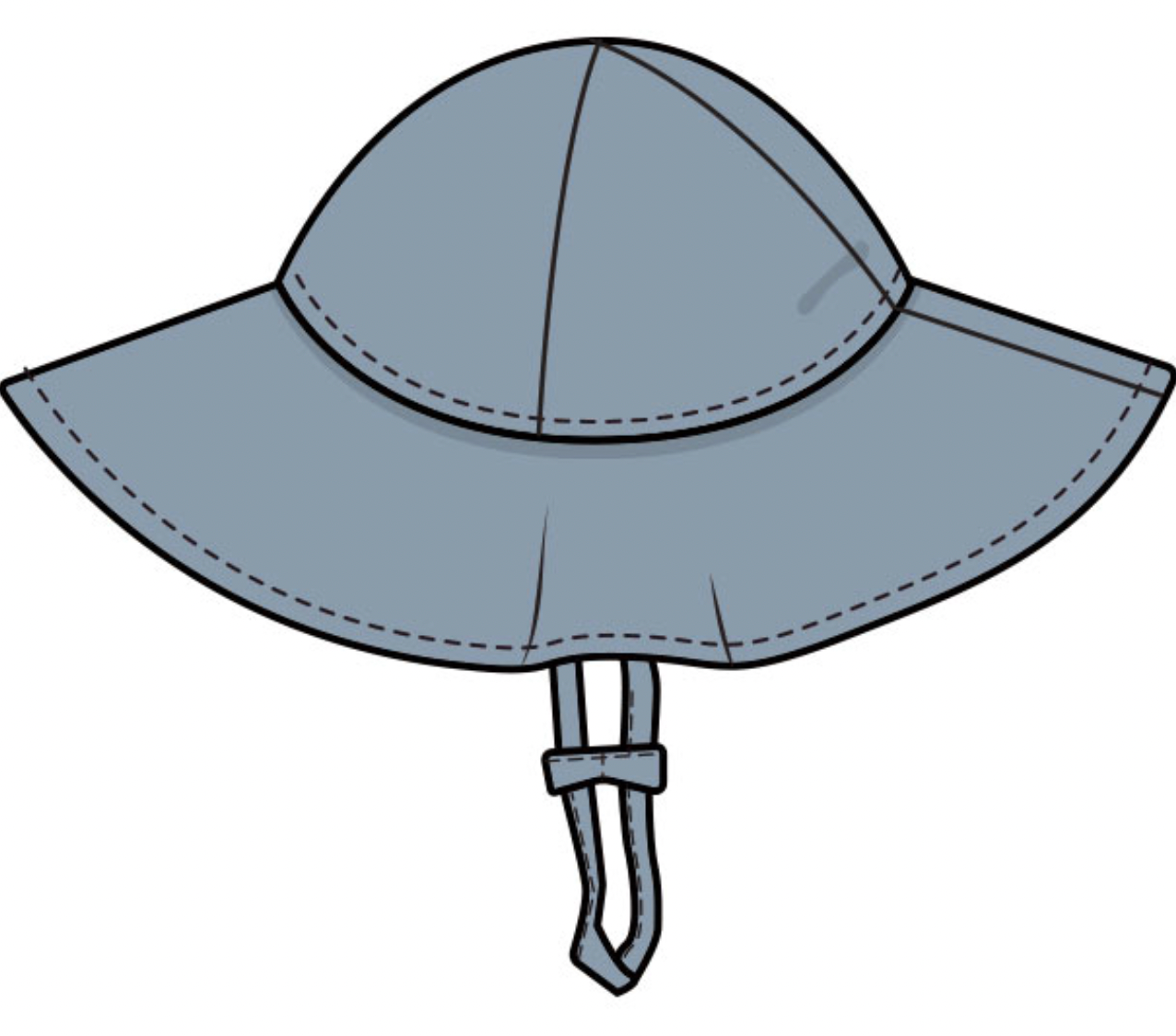 Dusty Blue Wide Brim Sunhat