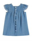 Denim Cherry Embroidered Baby Dress