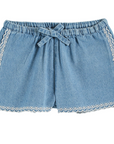 Embroidered Denim Shorts